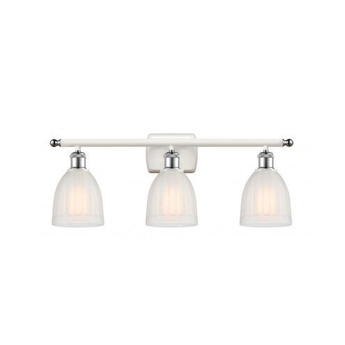 Ballston Brookfield 3 Light 26 inch White and Polished Chrome Bath Vanity Light Wall Light in White Glass, Ballston