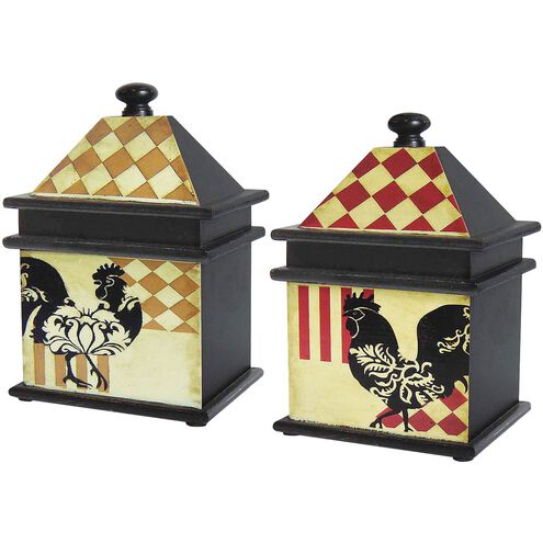 Harlequin Rooster 7 X 6 inch Off White with Yellow and Red Box