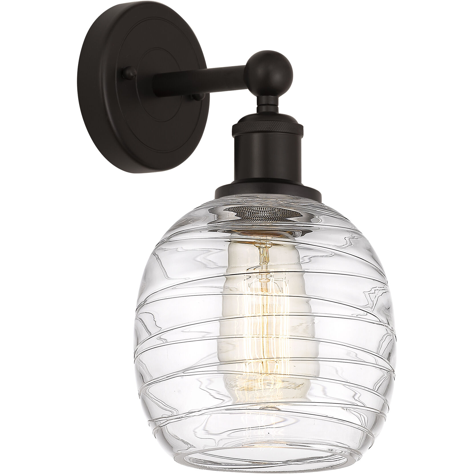 Edison Belfast 1 Light 6 inch Oil Rubbed Bronze Sconce Wall Light in Deco Swirl Glass