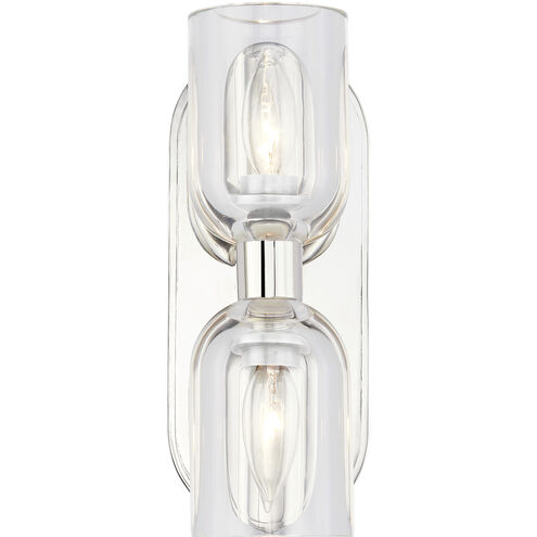 Lucian 2 Light 3.63 inch Polished Nickel Bath Vanity Light Wall Light in Clear Crystal and Polished Nickel