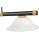 Vanguard 3 Light 58.5 inch Matte Black and Rubbed Brass Billiard Ceiling Light in White Mottle Glass