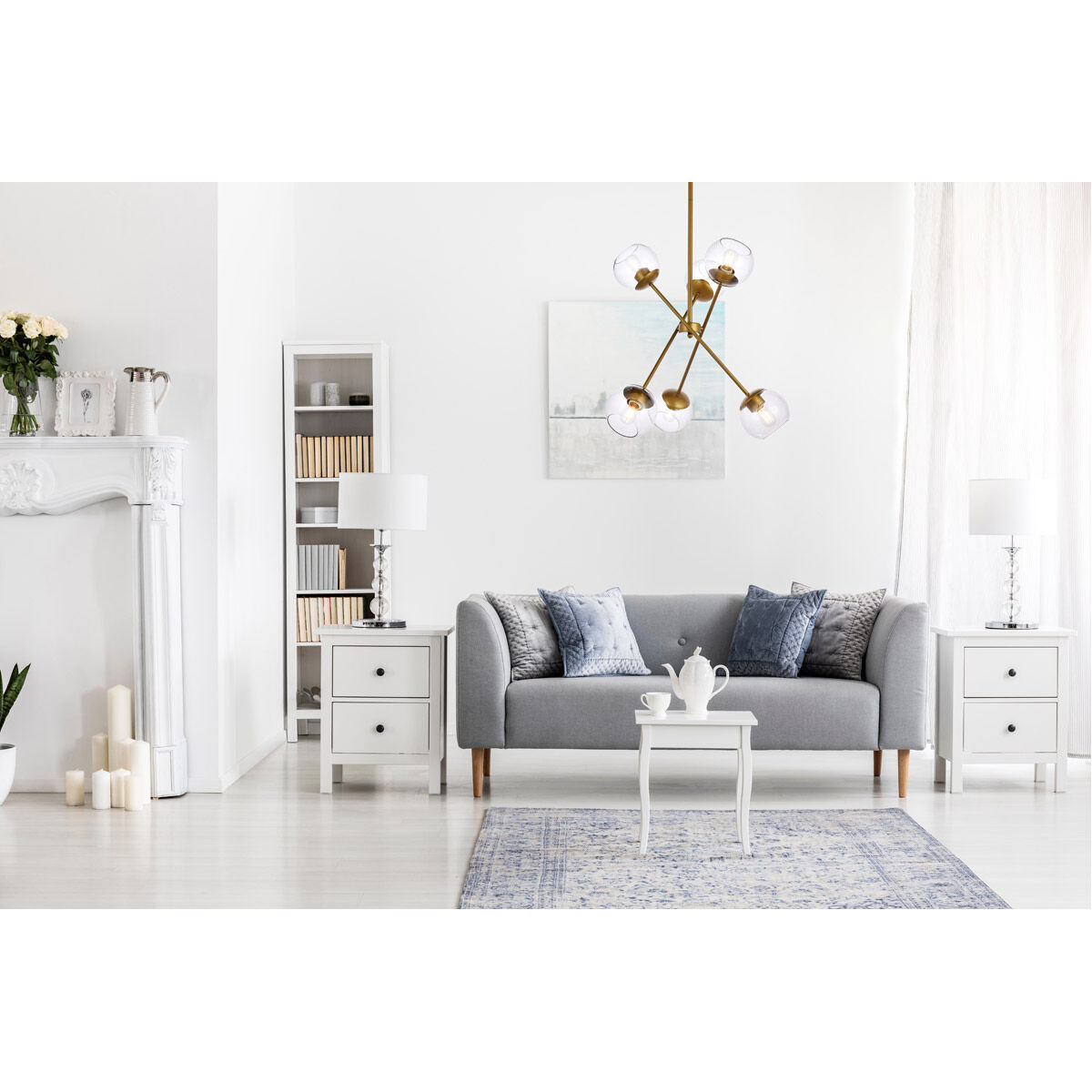 Axl 6 Light 24 inch Brass Pendant Ceiling Light