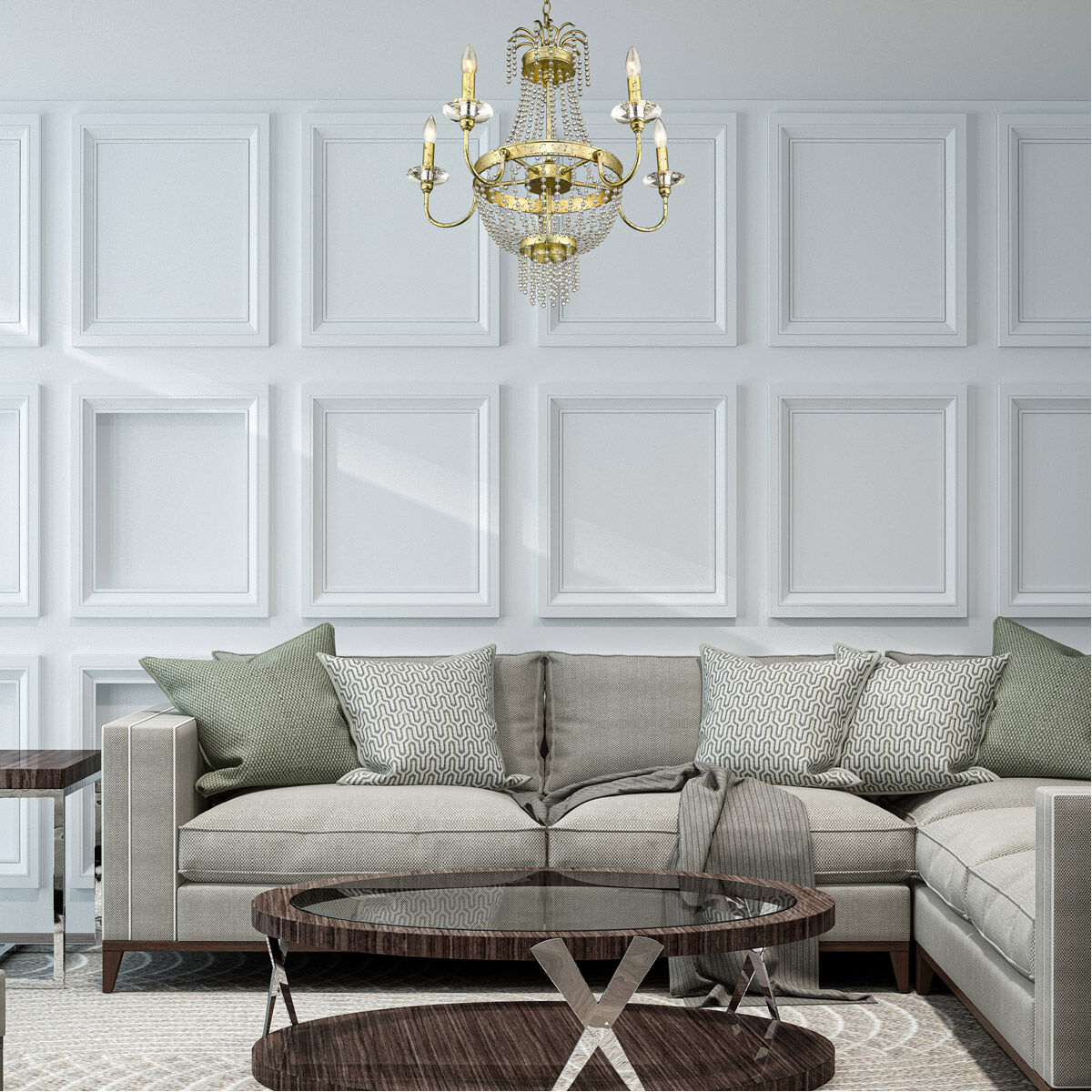 Valentina 5 Light 26 inch Hand Applied Winter Gold Chandelier Ceiling Light