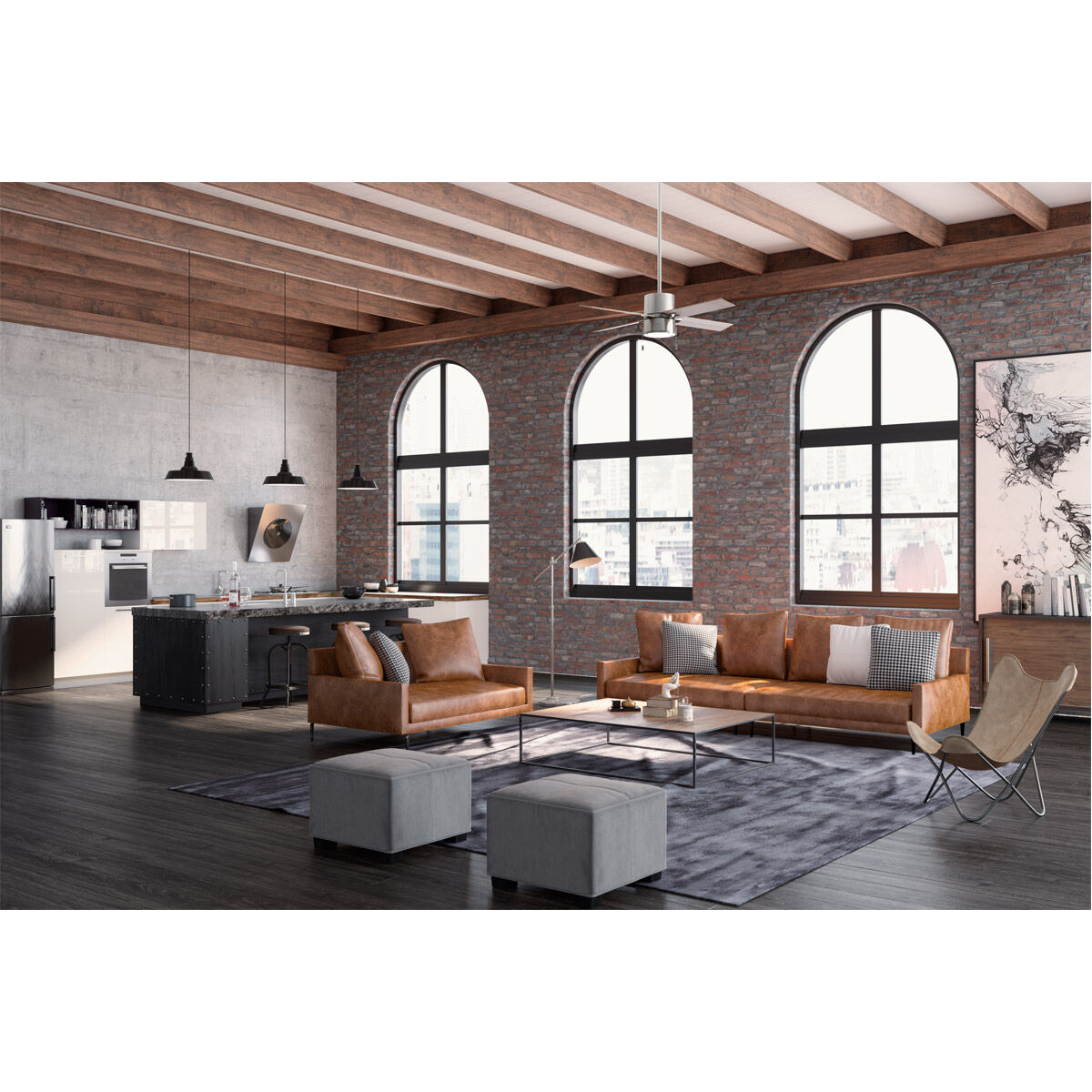 Beck 52 inch Brushed Nickel with Light Gray Oak/Warm Grey Oak Blades Ceiling Fan