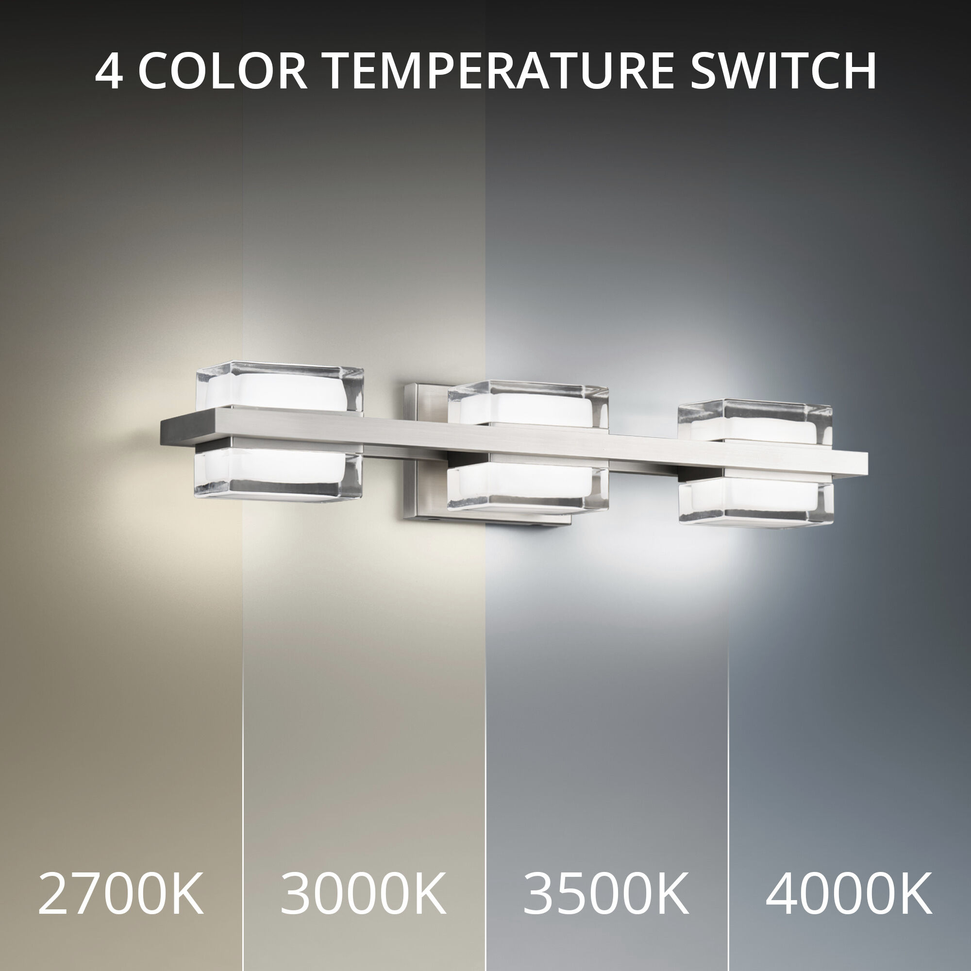 Interlok LED 24 inch Brushed Nickel Bath Vanity & Wall Light in 3000K, dweLED