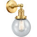 Franklin Restoration Beacon LED 6 inch Satin Gold Sconce Wall Light in Seedy Glass, Franklin Restoration