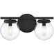 Mid-Century Modern 2 Light 16 inch Matte Black Bathroom Vanity Light Wall Light