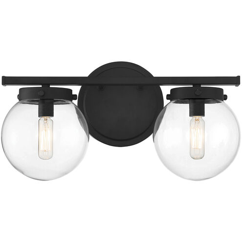 Mid-Century Modern 2 Light 16 inch Matte Black Bathroom Vanity Light Wall Light
