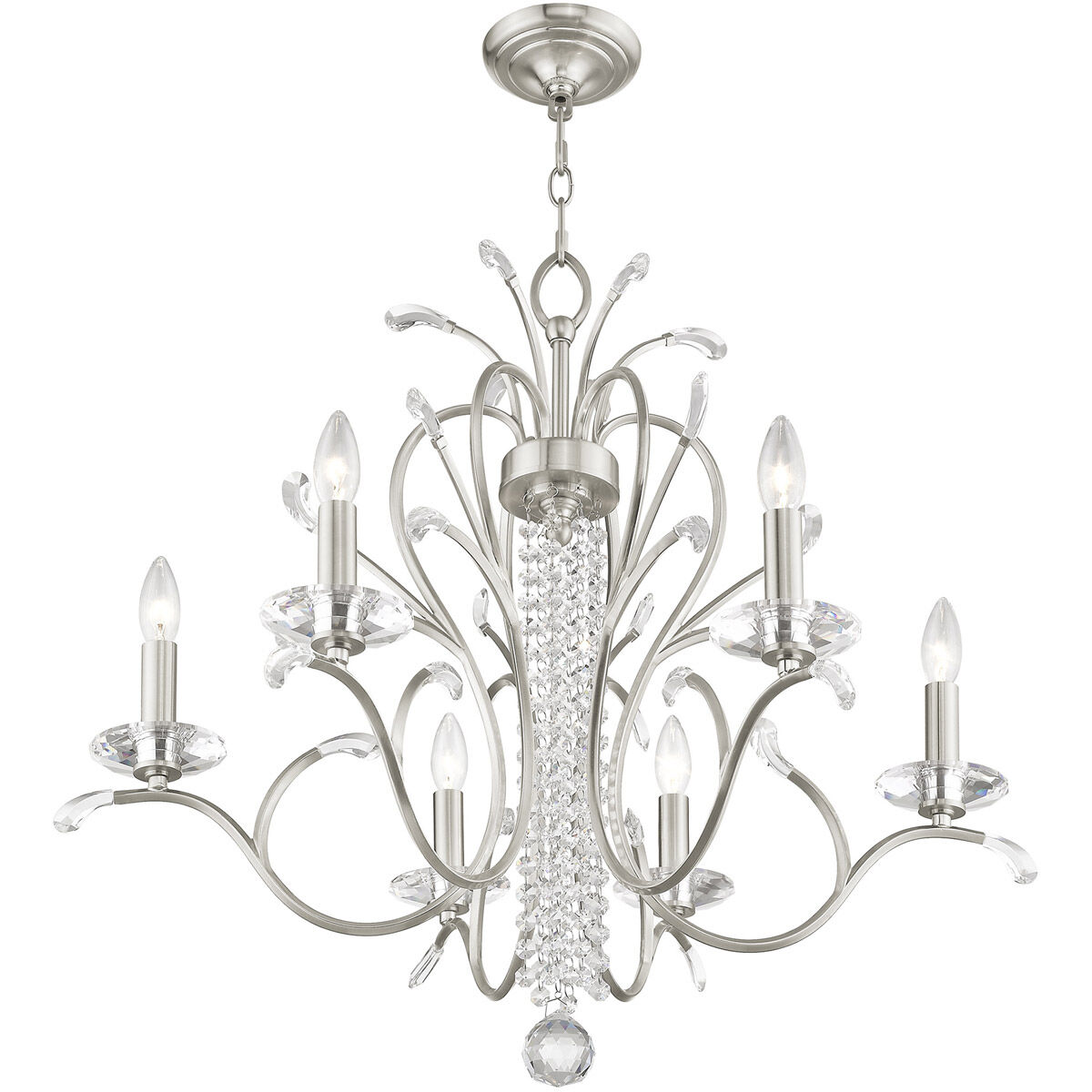 Serafina 6 Light 28 inch Brushed Nickel Chandelier Ceiling Light