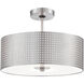 Grid 3 Light 16 inch Brushed Nickel Semi Flush Ceiling Light