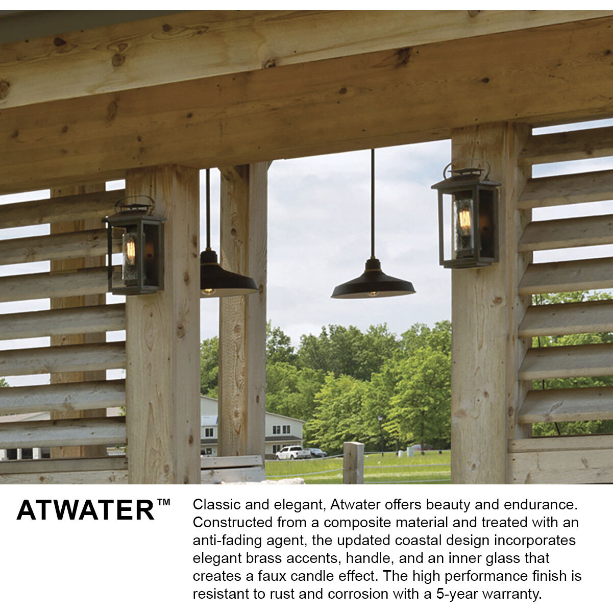 Coastal Elements Atwater Outdoor Wall Mount Lantern in Black, Non-LED, Large