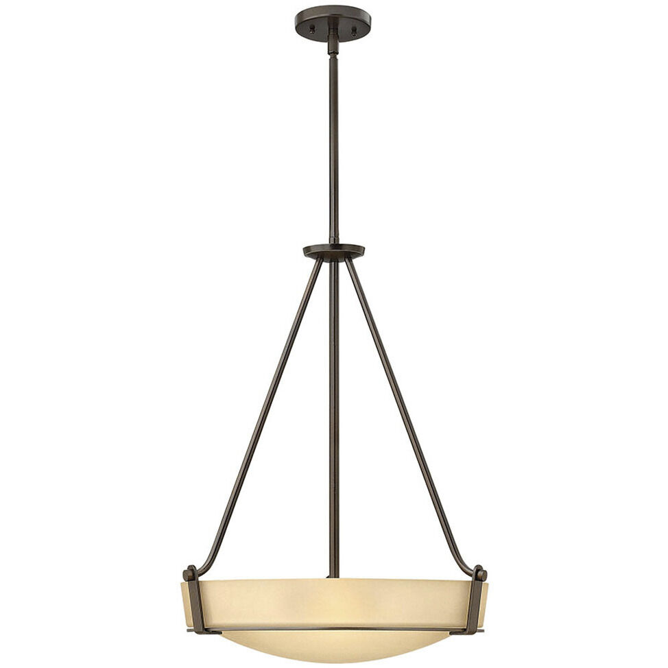 Hathaway 4 Light 20.75 inch Olde Bronze Indoor Foyer Pendant Ceiling Light in Etched Amber
