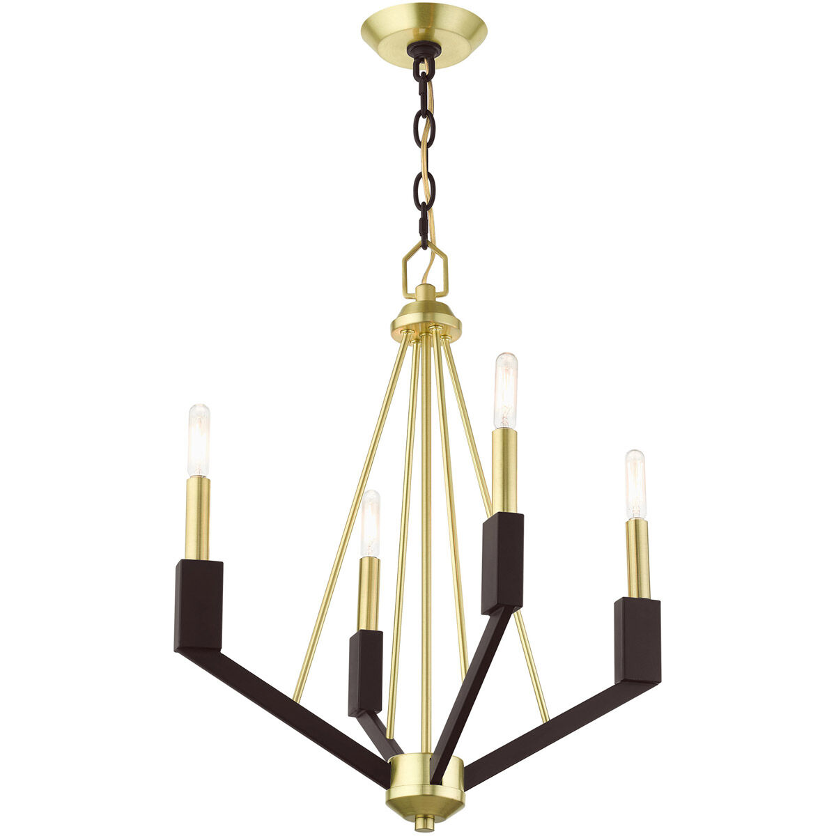 Beckett 4 Light 18 inch Satin Brass Mini Chandelier Ceiling Light