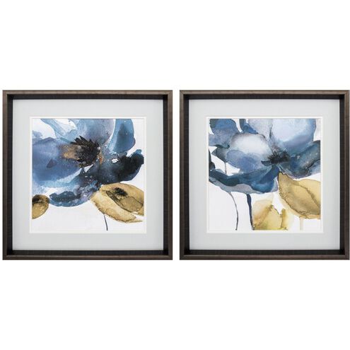 Florals Collection Blue Framed Art