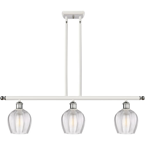 Ballston Norfolk LED 36 inch White and Polished Chrome Island Light Ceiling Light in Clear Glass