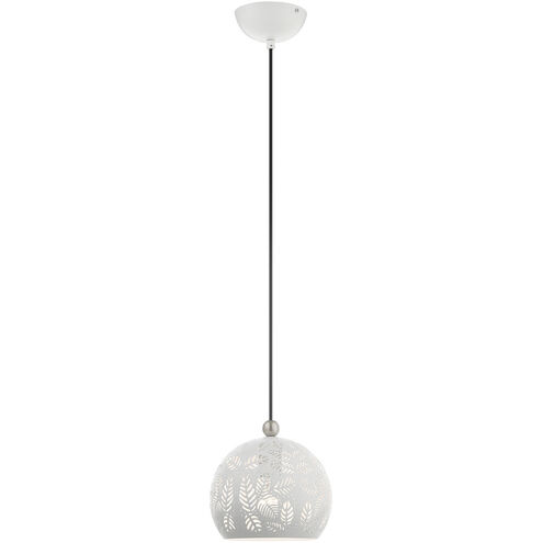 Chantily 1 Light 8 inch White with Brushed Nickel Accents Pendant Ceiling Light