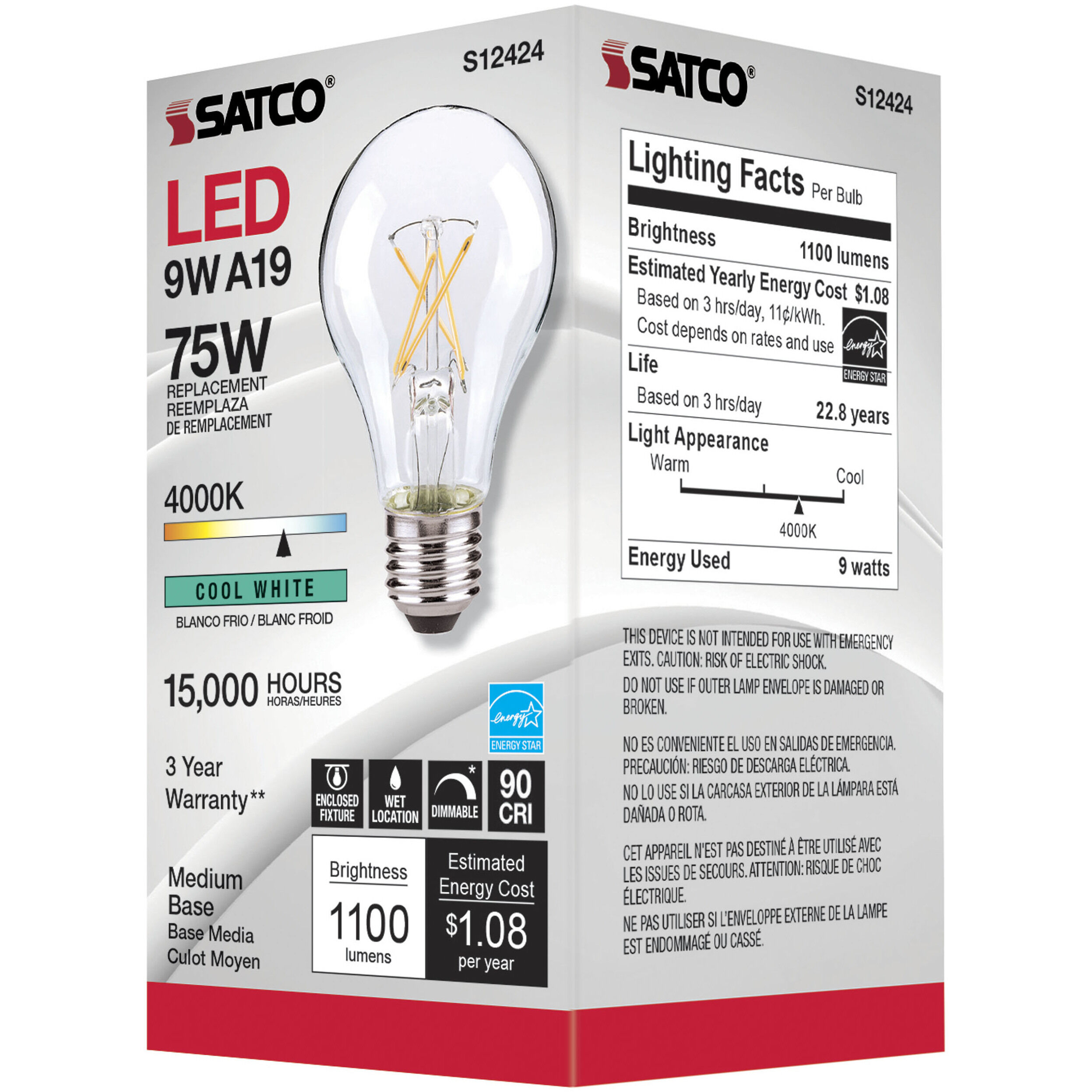 Lumos LED Medium 10.50 watt 120 4000K Light Bulb