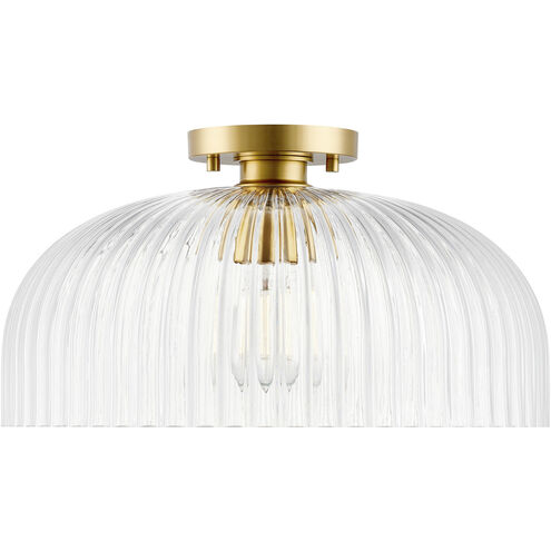 Transitional 1 Light 16 inch Natural Brass Semi-Flush Ceiling Light