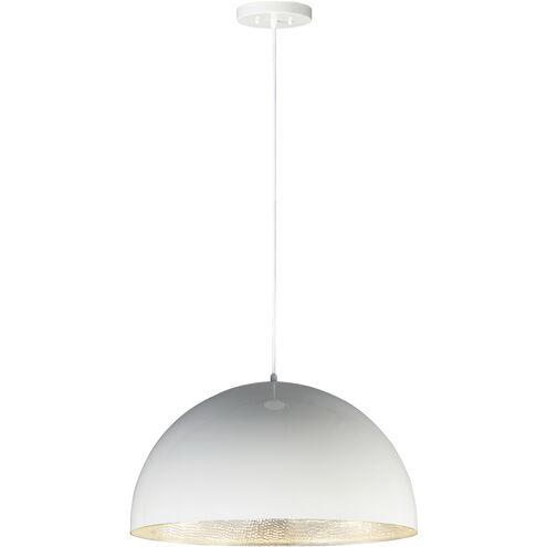 Hemisphere LED 24 inch Gloss White and Aluminum Single Pendant Ceiling Light