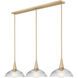 Lunelle 3 Light 52 inch Modern Gold Linear Chandelier Ceiling Light