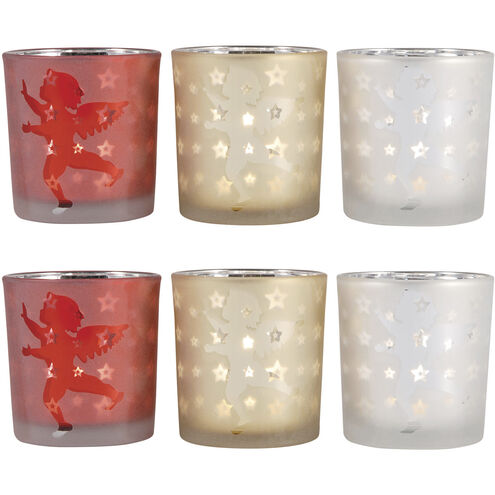 Cherubs Antique Gold with Red and Silver Holiday Candleholder, Votive