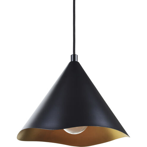 Cinder LED 12 inch Matte Black and Gold Pendant Ceiling Light