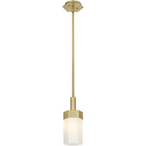 Claverack Pendant Ceiling Light in Brushed Brass, Matte White Glass