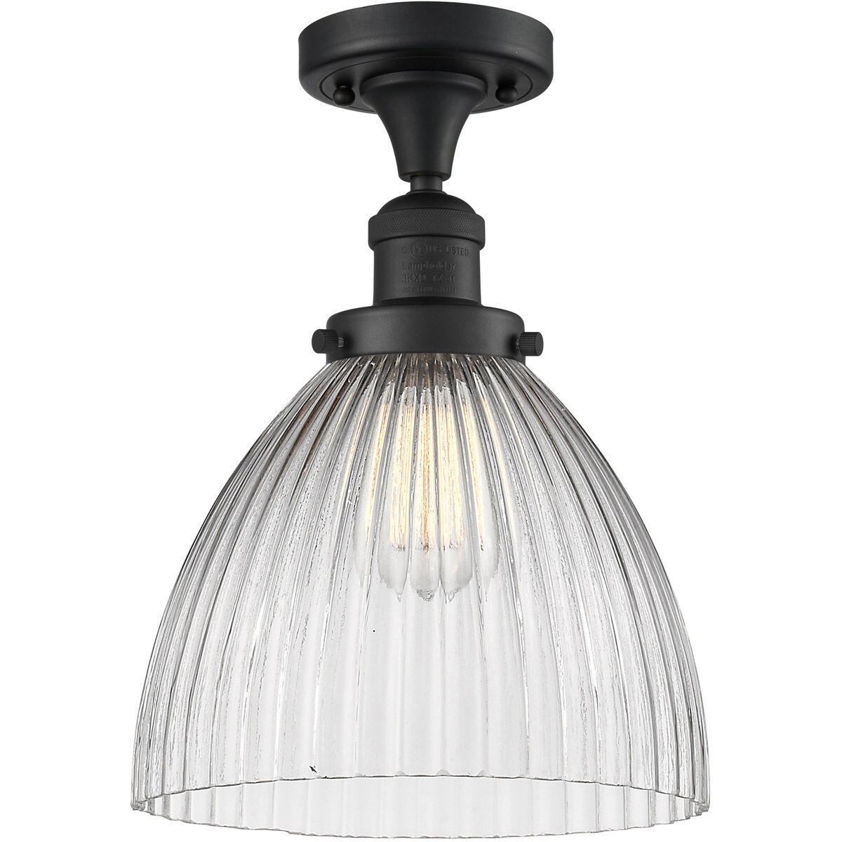 Franklin Restoration Seneca Falls 1 Light 10 inch Matte Black Semi-Flush Mount Ceiling Light, Franklin Restoration
