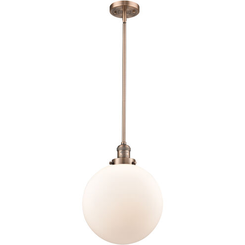 Franklin Restoration Beacon 1 Light 12 inch Antique Copper Mini Pendant Ceiling Light in Incandescent, Matte White, Franklin Restoration