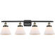 Ballston Large Cone 4 Light 36 inch Black Antique Brass Bath Vanity Light Wall Light in Matte White Glass