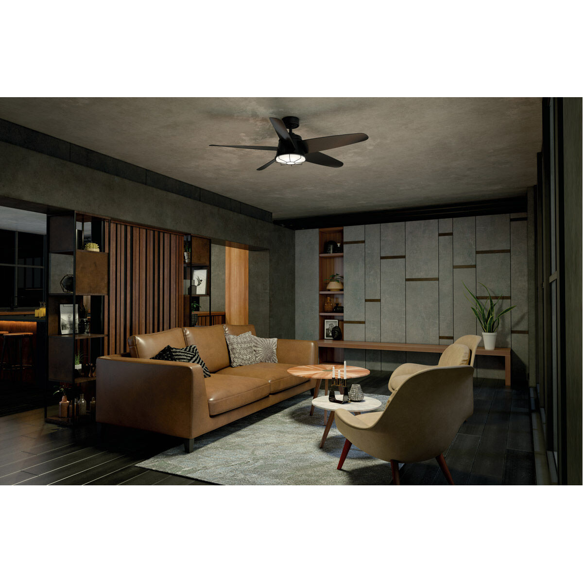 Daya 54 inch Satin Black Ceiling Fan