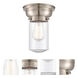 Aditi Dover LED 6.25 inch Brushed Satin Nickel Flush Mount Ceiling Light in Seedy Glass, Aditi
