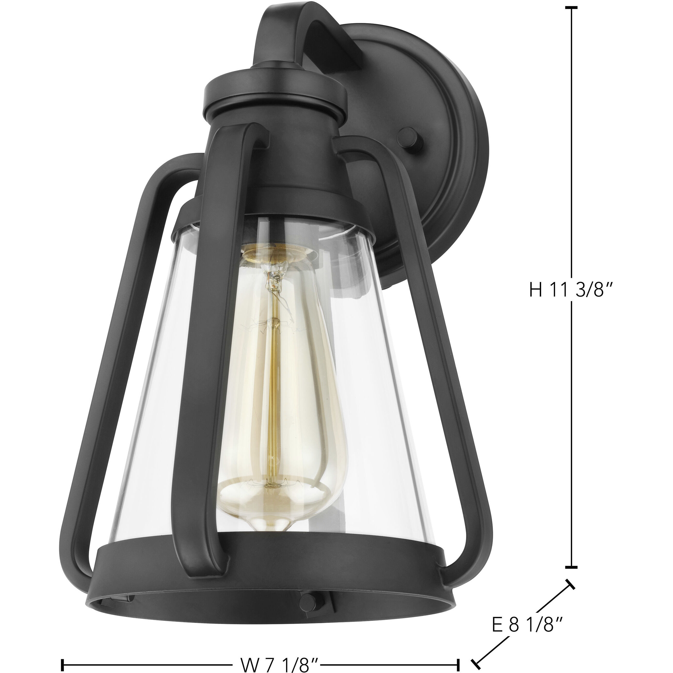 Everett 1 Light 7.13 inch Matte Black Bathroom Vanity Lights Wall Light