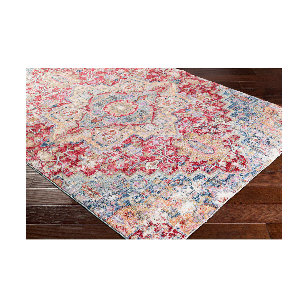 Rumi 154 X 108 inch Dark Red/Bright Pink/Bright Blue/Aqua/Dark Blue Rugs, Rectangle