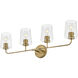 Kline 4 Light 33 inch Heritage Brass Bath Wall Light in Clear