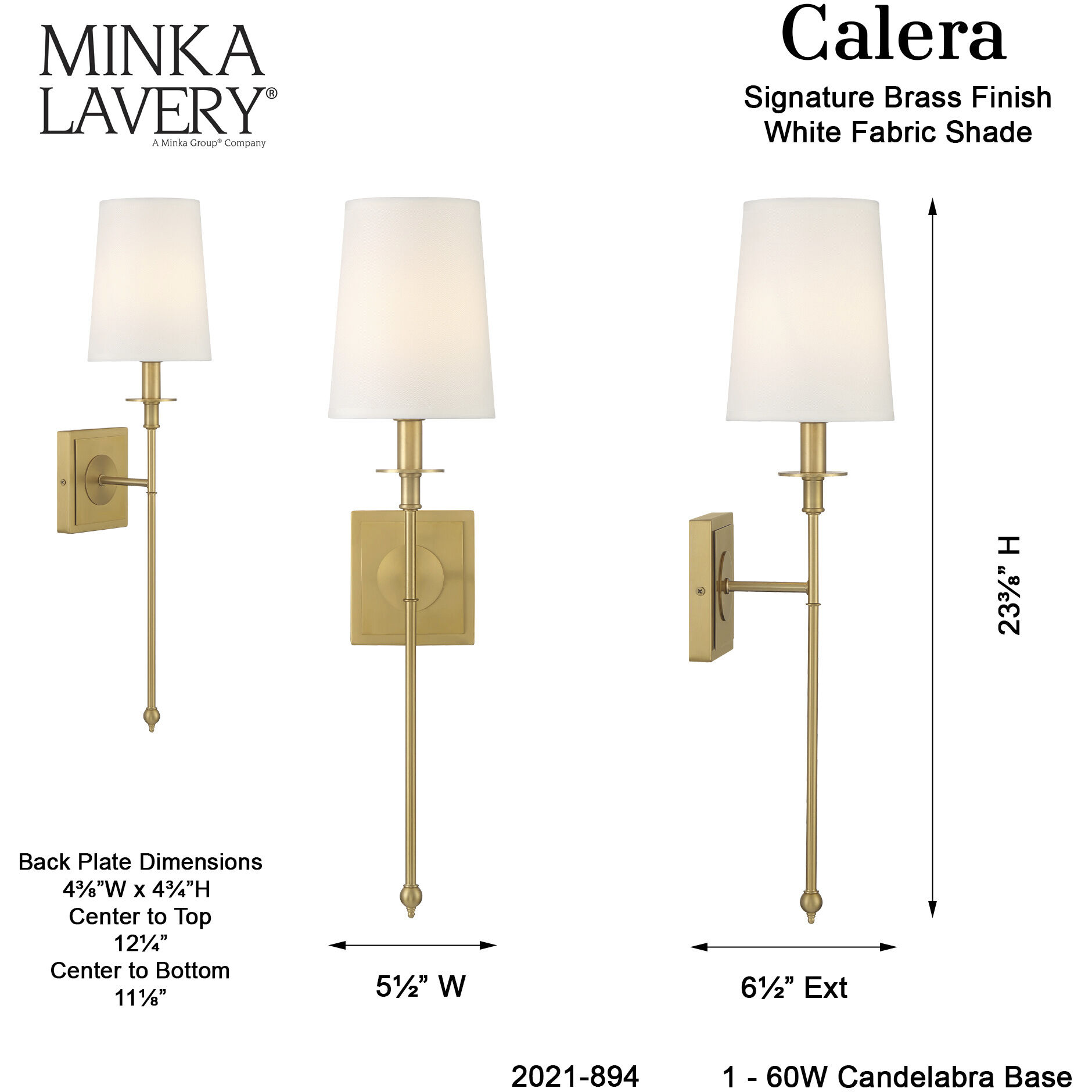 Calera 1 Light Signature Brass Wall Sconce Wall Light