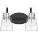 Bristow 2 Light 15 inch Matte Black and Polished Nickel Vanity Light Wall Light