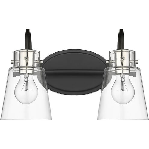 Bristow 2 Light 15 inch Matte Black and Polished Nickel Vanity Light Wall Light