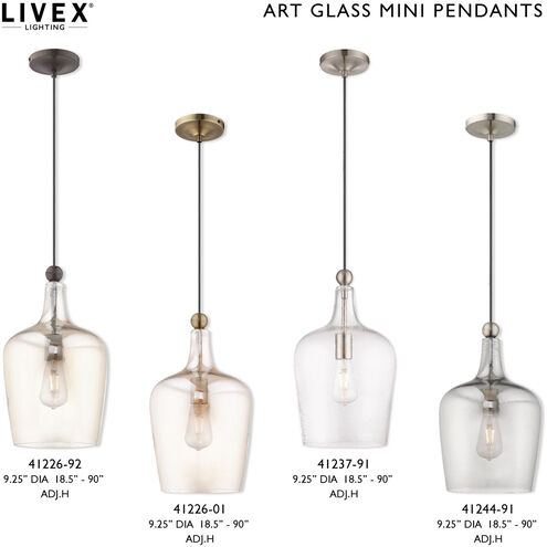 Art Glass 1 Light 9 inch Antique Brass Mini Pendant Ceiling Light