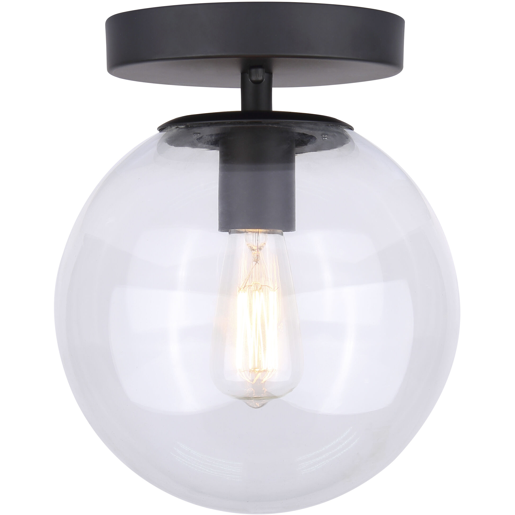 Camilo 1 Light 8 inch Matte Black Flush Mount Ceiling Light in Clear Glass