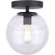 Camilo 1 Light 8 inch Matte Black Flush Mount Ceiling Light in Clear Glass