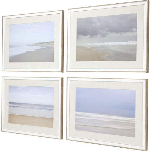 Waterside Blue and Gray and Beige and White Framed Art