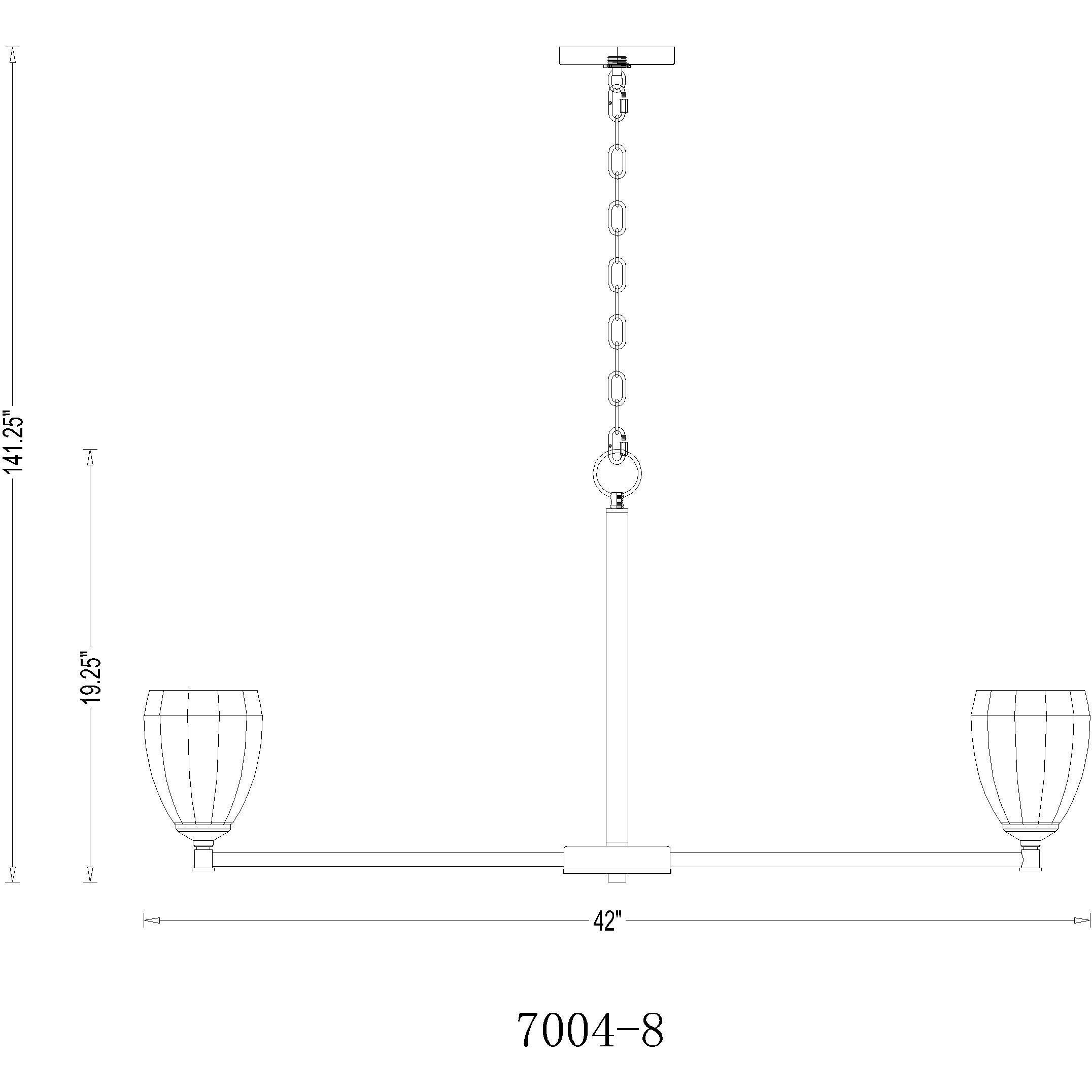Oren 8 Light 42 inch Modern Gold Chandelier Ceiling Light
