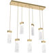 Parallel LED 44.2 inch Gilded Brass Linear Pendant Ceiling Light in 3000K LED, Clear Granite, Multi-Port