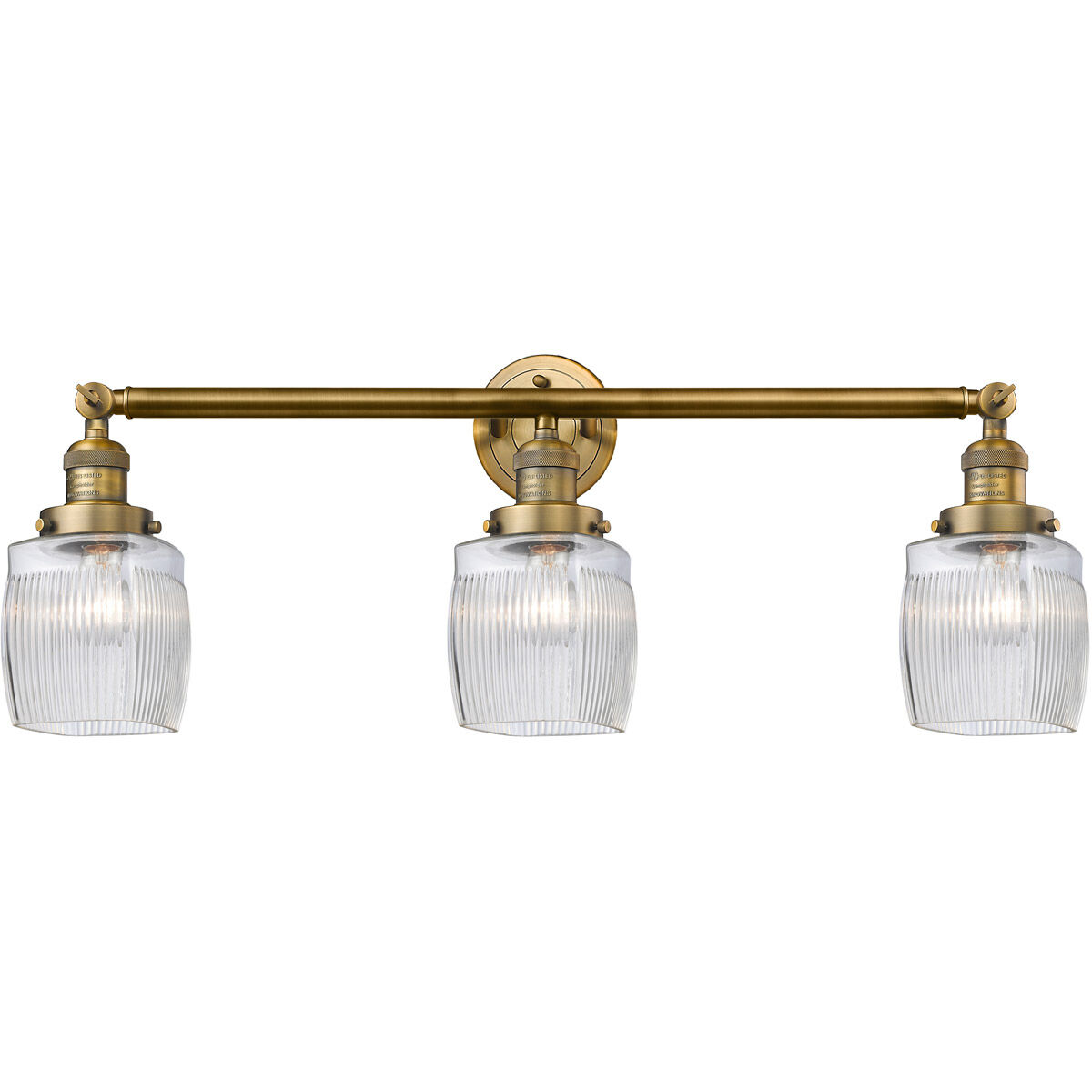 Franklin Restoration Colton 3 Light 32 inch Brushed Brass Bath Vanity Light Wall Light, Franklin Restoration
