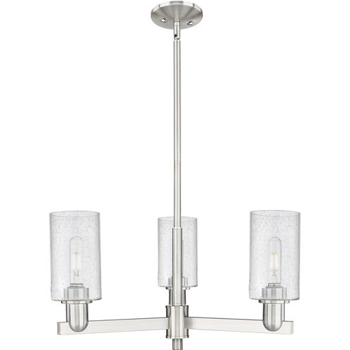 Arcadia Clymer 3 Light 25.63 inch Satin Nickel Chandelier Ceiling Light in Seedy