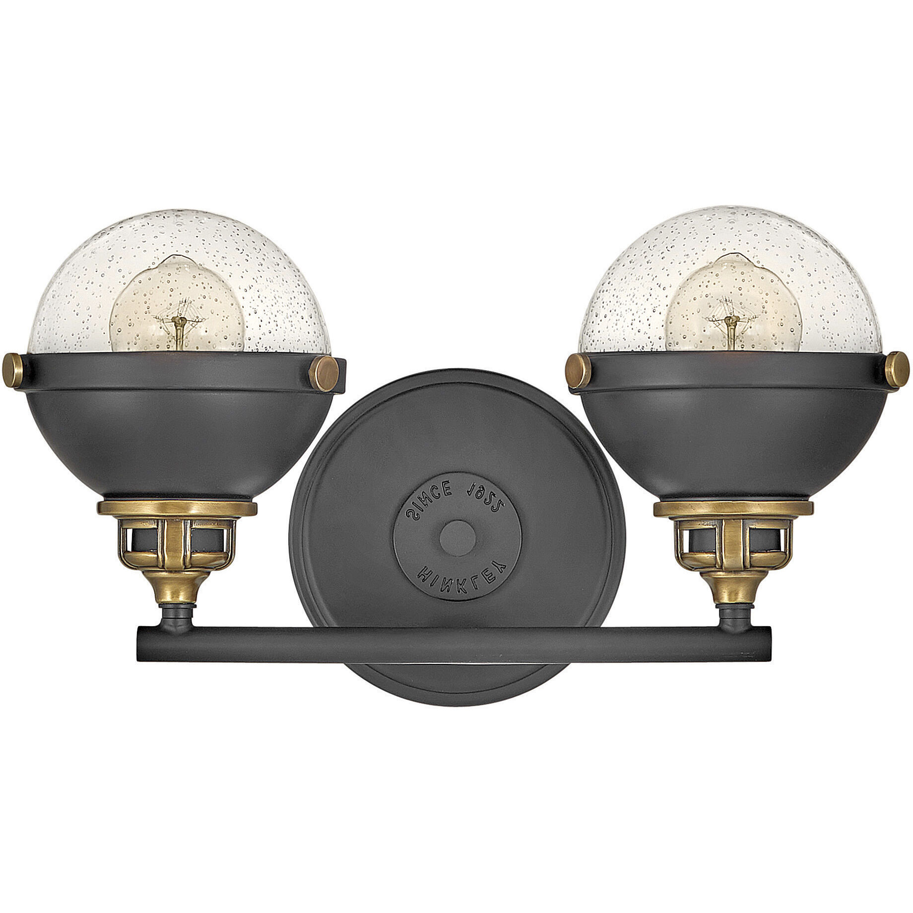 Fletcher 2 Light 16 inch Black with Heritage Brass Vanity Light Wall Light