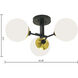 Triple Play 3 Light 24.38 inch Polished Brass with Matte Black Semi Flush Mount Ceiling Light