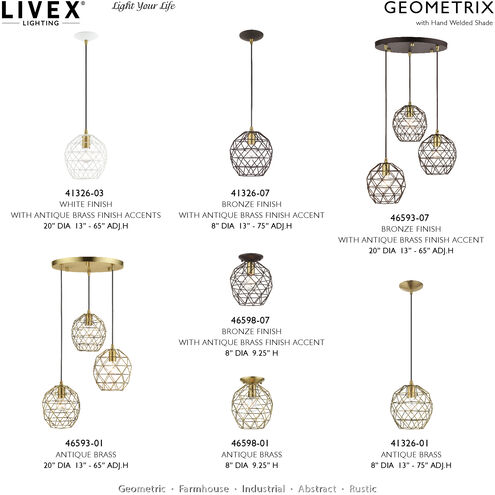 Geometric 1 Light 8 inch Bronze Mini Pendant Ceiling Light