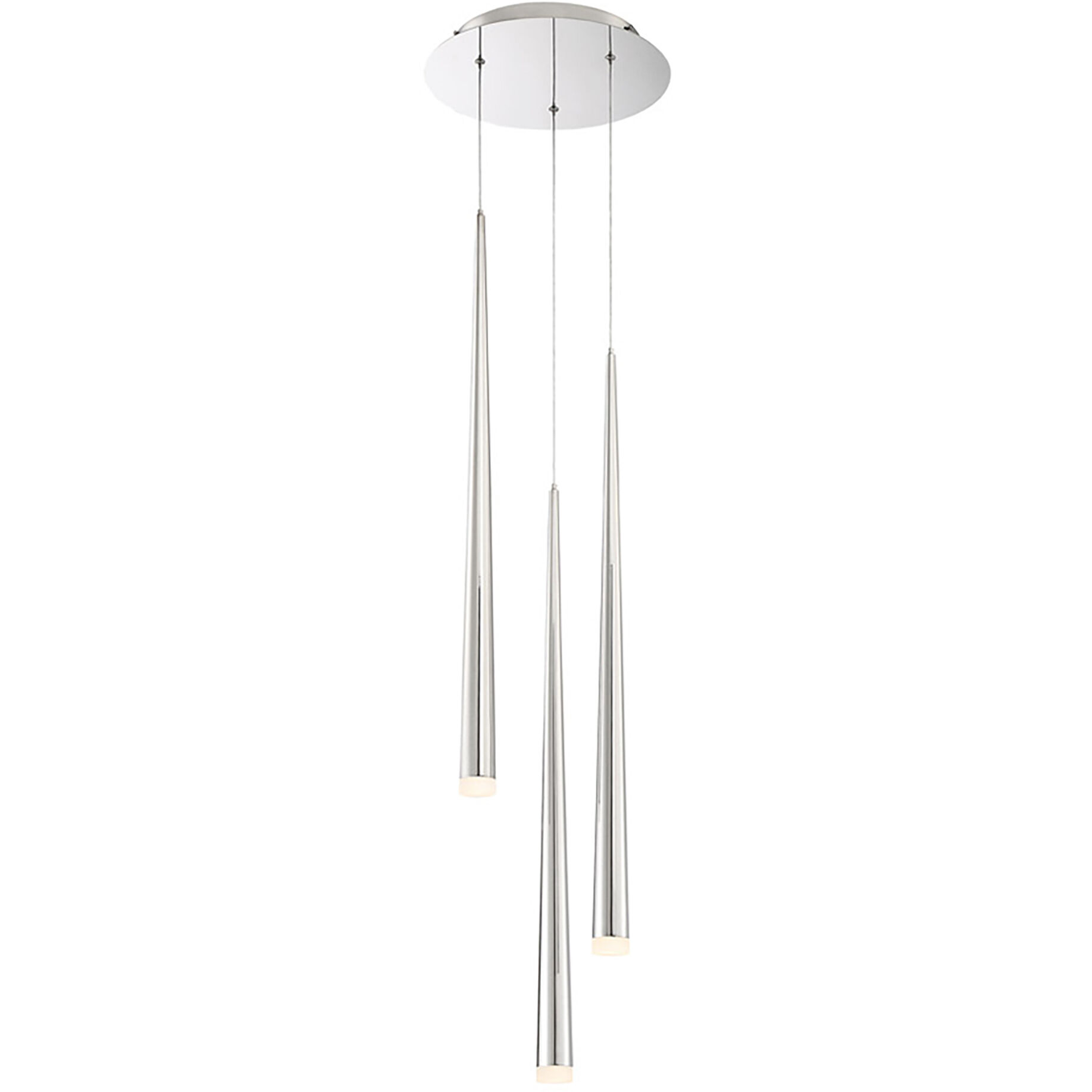 Cascade LED 12 inch Polished Nickel Multi-Light Pendant Ceiling Light in 3, Round, 28in.